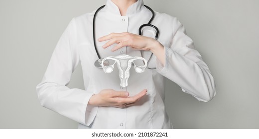 Reproductive system issues medical concept. Photo of female doctor, empty space.  - Shutterstock ID 2101872241
