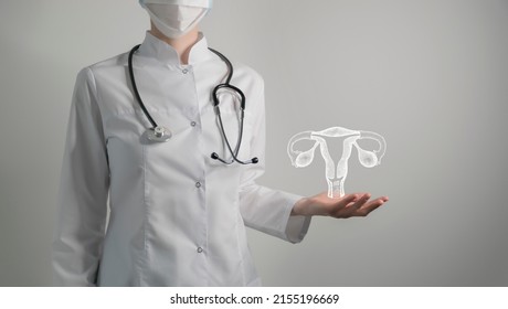 Reproductive system issues medical concept. Photo of female doctor, empty space.  - Shutterstock ID 2155196669