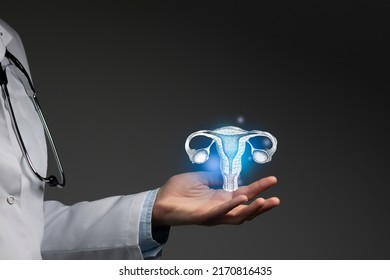 Reproductive System Issues Medical Concept. Photo Of Female Doctor, Empty Space. 