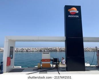 Repsol marine refuelling station in the port of Puerto Banus. Marbella, Spain, May 14th 2022