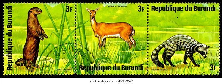 REPUBLIC OF BURUNDI -  CIRCA 1976: A Postage Stamp Shows Image Of The Animals Of Savanna, 