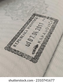 Republic of Croatia Border Cross Passport Stamp Crotaian - Shutterstock ID 2310741677