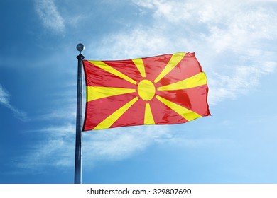 Republic of Macedonia flag on the mast