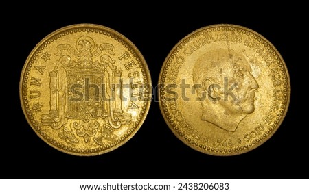 Republic of Spain peseta coin obverse and reverse, Francisco Franco