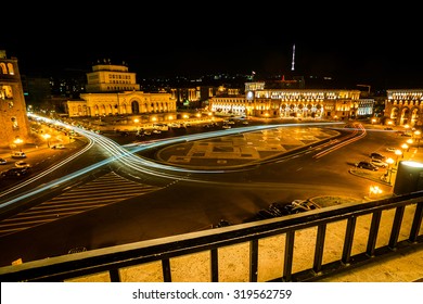 Republic Square At Night, Yerevan, Armenia