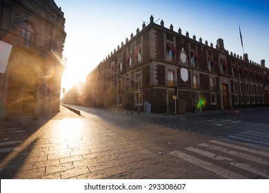 Republica De Brasil Street Near Church Of Saint Domingo In Mexico Capital City