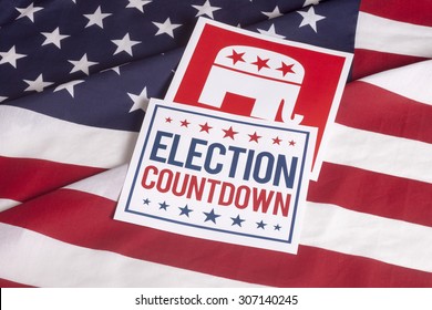 Republican Election Countdown On Textured American Flag