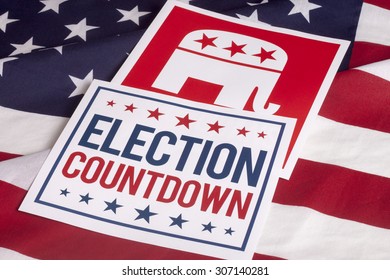 Republican Election Countdown On Textured American Flag