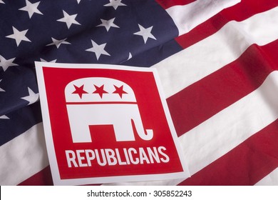 Republican election on textured American flag