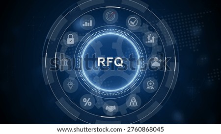 Request for Quotation (RFQ) and Digital Procurement Network Concept. 3d Motion graphics of technology icon interface background