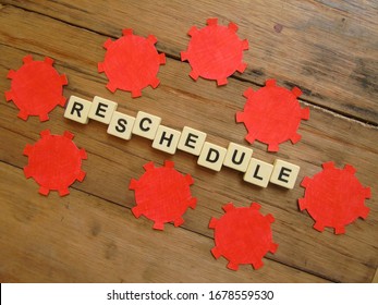 Reschedule, Word Cube With Background.