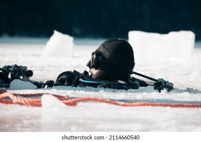 Rescue Diver In Ice Water