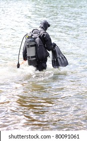 Rescue Diver In Neoprene Ready For Action