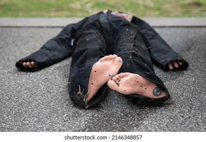 Rescue Dummy For Divers Lying On Concrete 