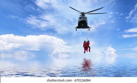 Rescue helicopter in mission sea rescue . - Shutterstock ID 670126084