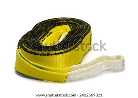 Rescue sling for towing 4x4 overland on white background.