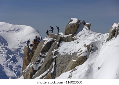 Rescue Team Climb In Montain