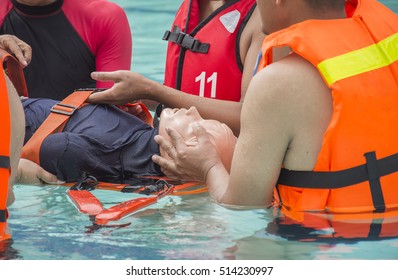 RESCUE WATER DUMMY IN DROWNING CASE TRAINING BANGKOK NOVEMBER 8, 2016: Pack Board Victim C Spine Injury And Drowning Case Training Course At BANGKOK THAILAND NOVEMBER 8, 2016