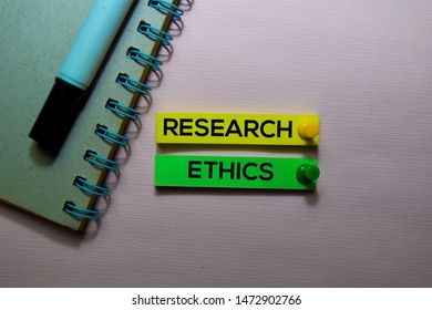 Research Ethics Text On Sticky Notes Isolated On Office Desk