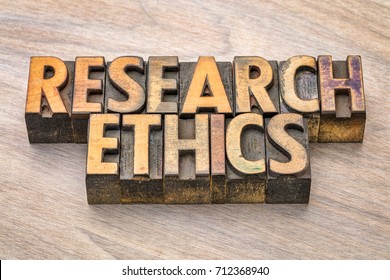 Research Ethics Word Abstract In Vintage Letterpress Wood Type Printing Blocks