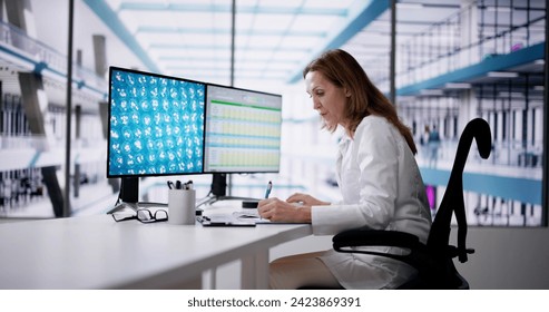 Research Lab Scientist Using Computer. Medical Science