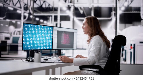 Research Lab Scientist Using Computer. Medical Science