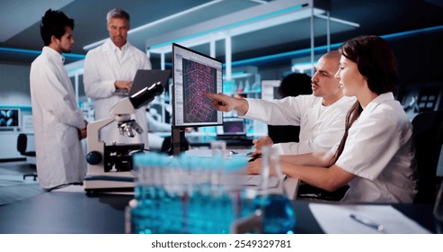 Research Lab Scientist Using Computer. Medical Science