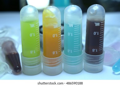 Research Vials Cancer Immunotherapy Different Colors 