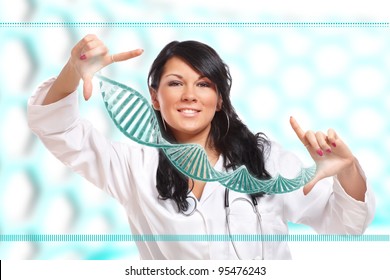 Researcher or a medic holding up a DNA strand. This could be also futuristic doctor using genetic engineering techniques known as recombinant DNA technology. - Powered by Shutterstock