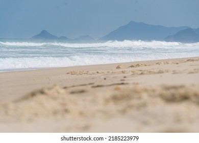 Reserva Beach, In Rio De Janeiro. Sunny Day With Some Clouds. Empty Beach.