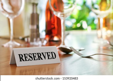 Reserved Sign On A Restaurant Table