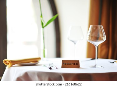 Reserved Sign On A Restaurant Table