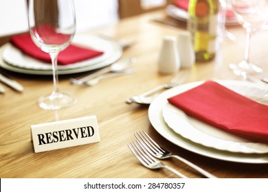 Reserved Sign On A Restaurant Table