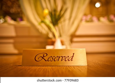 Reserved Sign In Restaurant