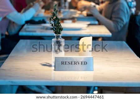 Reserved table in a restaurant, cafe
