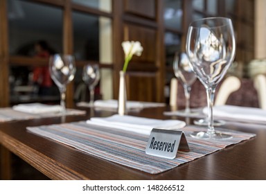 Reserved Table Sign In A Restaurant