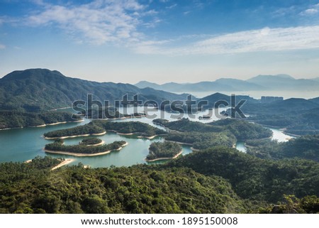 Reservoir Islands Viewpoint at Tai Lam Chung in Tuen Mun, Hong Kong.  Also known as Thousand-island Lake