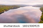 Reservoir Lake running through Saville Dam in Fall Season, Connecticut