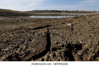 A Reservoir Shallowed By Drought In The City Of Simferopol (Crimea, Crimean Peninsula).