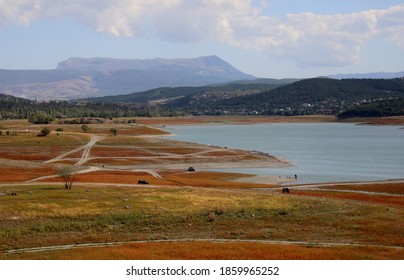 A Reservoir Shallowed By Drought In The City Of Simferopol (Crimea, Crimean Peninsula).