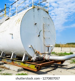 Reservoir For Sludge Of Oil Emulsion. Equipment At The Oil Field