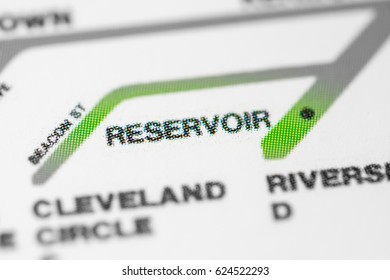 Reservoir Station. Boston Metro Map.