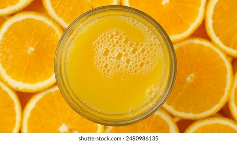 resh orange juice in glass, top view - Powered by Shutterstock