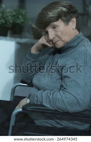 Similar – Image, Stock Photo Senior woman in a wheelchair alone in a room