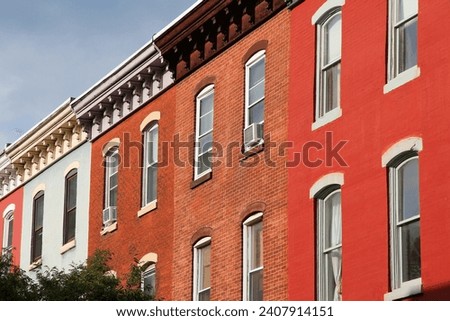 Residential architecture of Logan Square district in Philadelphia. Street view of Philadelphia.