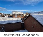 residential area covered by snow in UK winter, Milton Keynes