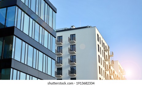 Residential Building Adjacent Office Building Modern Stock Photo ...