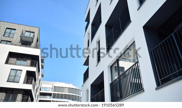 Residential Building Adjacent Office Building Modern Stock Photo ...