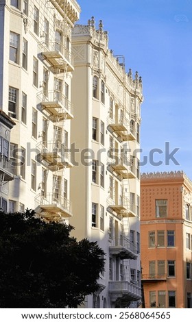 Similar – Image, Stock Photo Residential building facade full frame view.