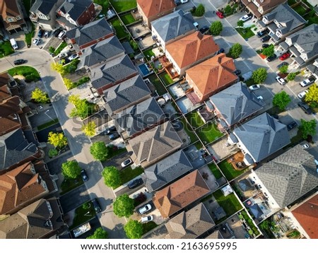 Residential buildings in Toronto, Ontario, Canada. Suburban residential street. Residential area in the suburbs.